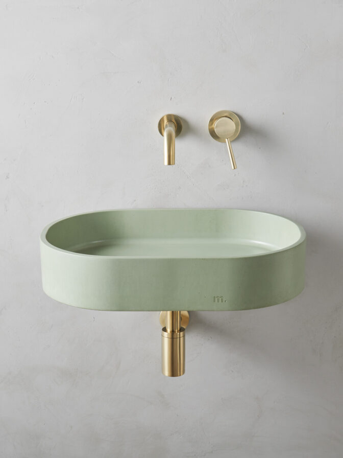 parro lg affix in thyme on a minimalist backdrop with gold hardware